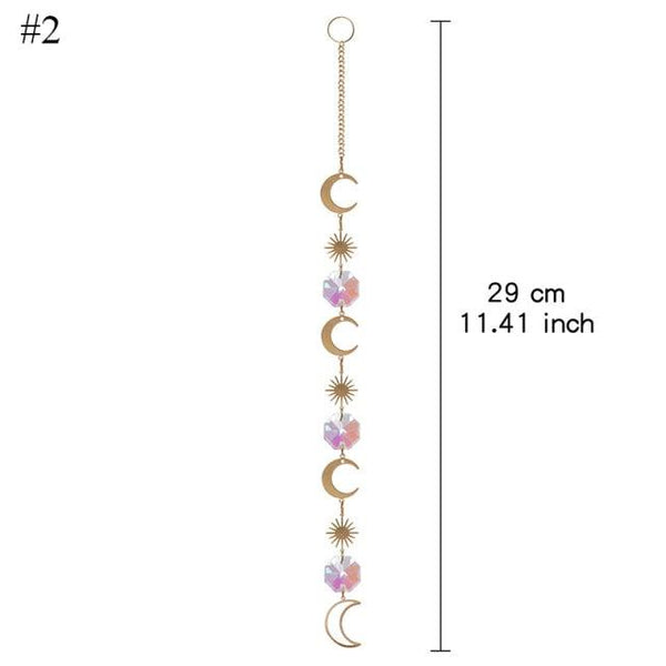 Home Decor Crystal Sun-catchers Window Pendant Hanging Curtain Wind-chimes Light Catcher Star Moon Pendant Rainbow Wind Chime Prisms Wind Chime Hanging Ornaments For Garden Home Christmas Decorations Gift