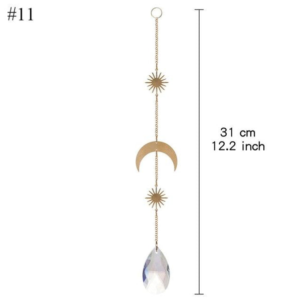Home Decor Crystal Sun-catchers Window Pendant Hanging Curtain Wind-chimes Light Catcher Star Moon Pendant Rainbow Wind Chime Prisms Wind Chime Hanging Ornaments For Garden Home Christmas Decorations Gift