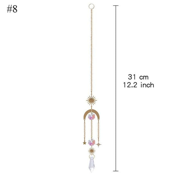 Home Decor Crystal Sun-catchers Window Pendant Hanging Curtain Wind-chimes Light Catcher Star Moon Pendant Rainbow Wind Chime Prisms Wind Chime Hanging Ornaments For Garden Home Christmas Decorations Gift