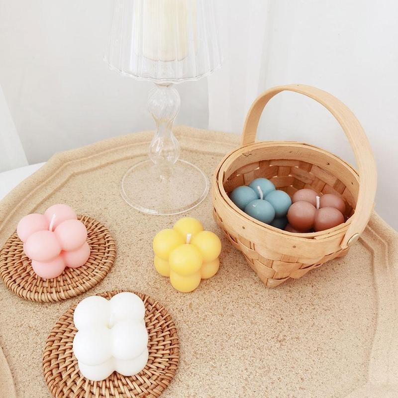 Home Decoration Candle Cube Bubble Candles Handmade Scented Candle Hand Poured Decorative Candle Aesthetic Candles Room Decor for Home Use Bedroom Soy Wax Aromatherapy Cube Candle Scented Relaxing Birthday Gift Home Decoration
