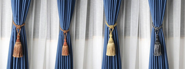 Home Decoration Polyester Tassel Tiebacks Curtain Holder Handmade Tassel Curtain Rope Holdback Window Drape Hanging Ball Tassels Curtains Buckle Sling Binding Lantern Tiebacks Handcrafted Braided Curtain Holdbacks Window Home Decor 55-90cm