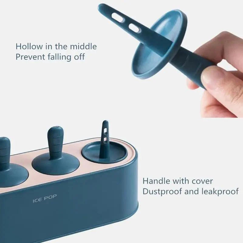 Home Ice Cream Mold Popsicle Tool Silicone 4-hole Popsicle Box Children Dessert Ice Cream Maker Kitchen Tools Diy Ice Cream