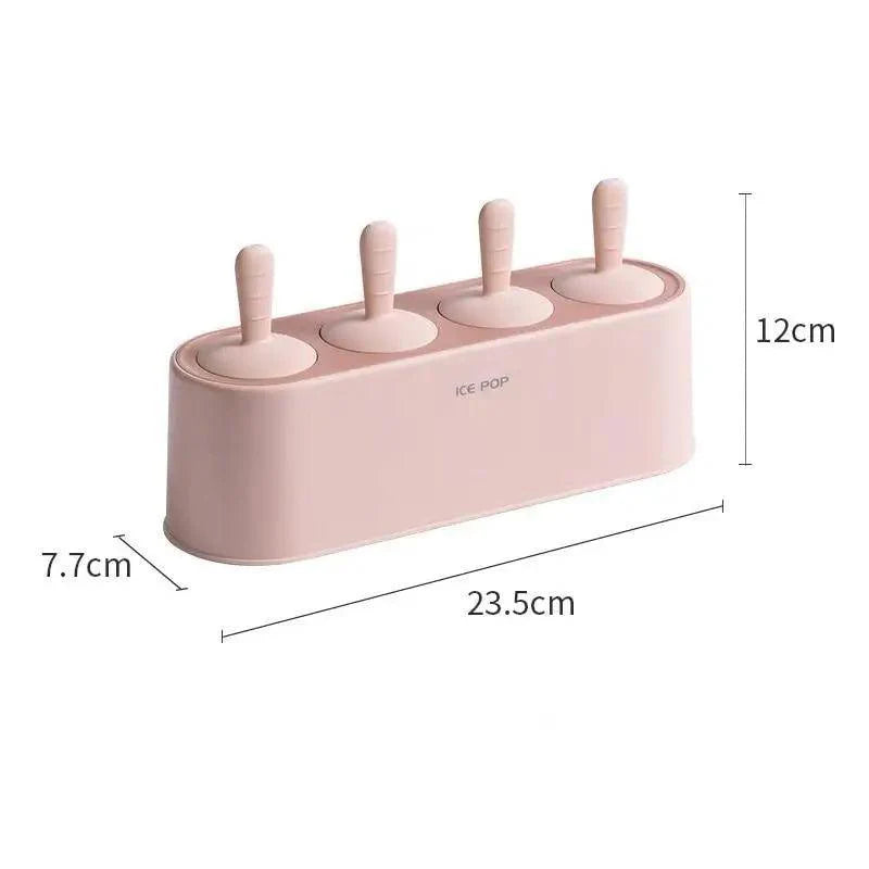 Home Ice Cream Mold Popsicle Tool Silicone 4-hole Popsicle Box Children Dessert Ice Cream Maker Kitchen Tools Diy Ice Cream