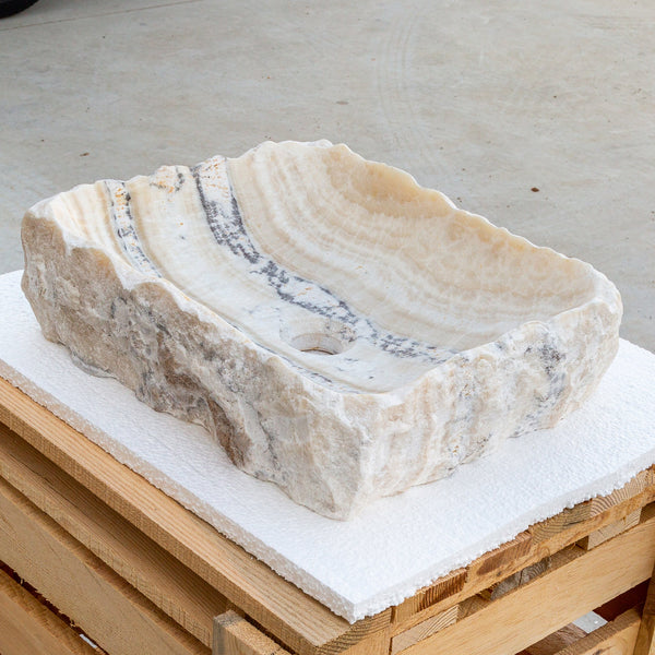 Honey Onyx Rustic Natural Stone Vessel Sink (W)13