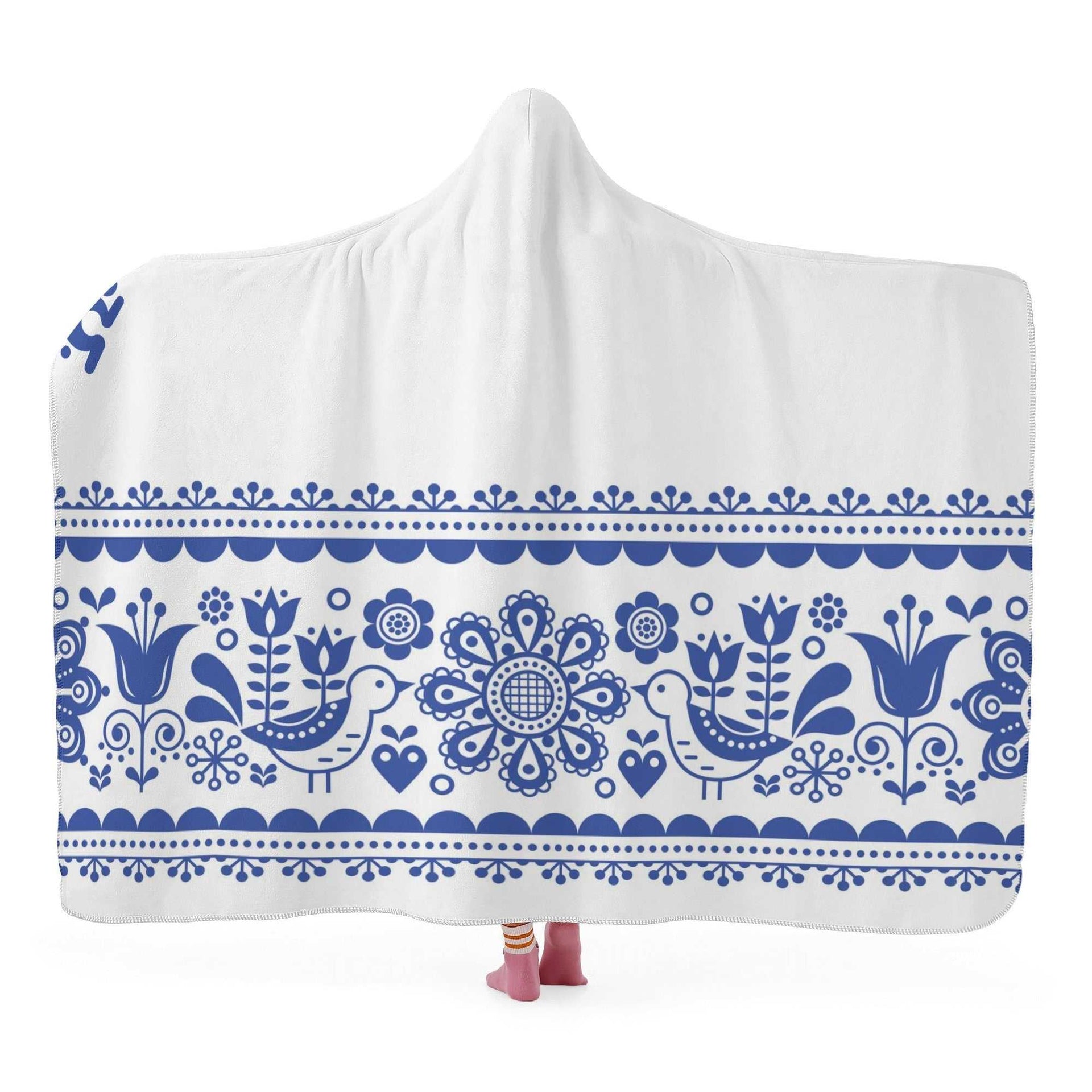 Hooded Blanket - Blue Pattern