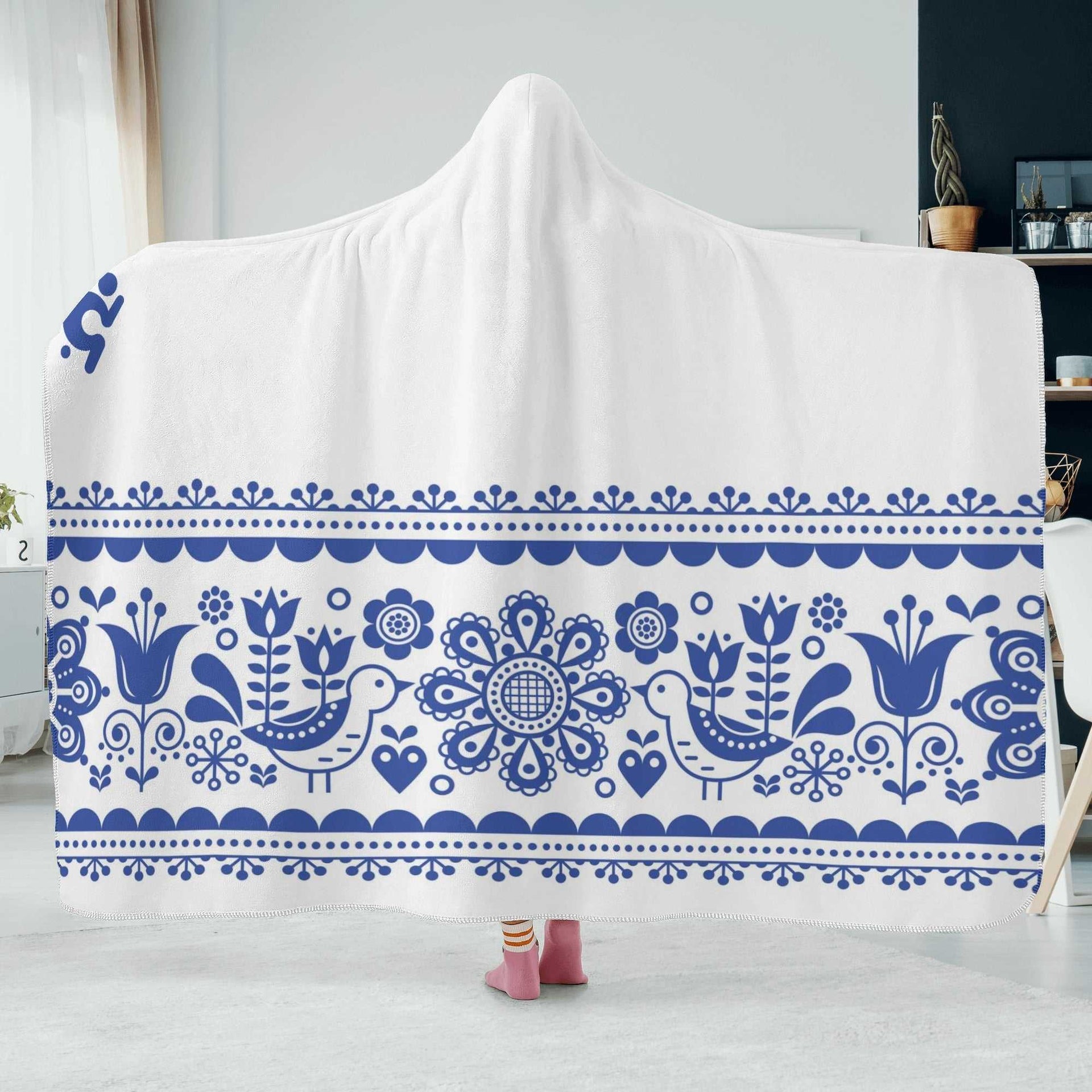 Hooded Blanket - Blue Pattern