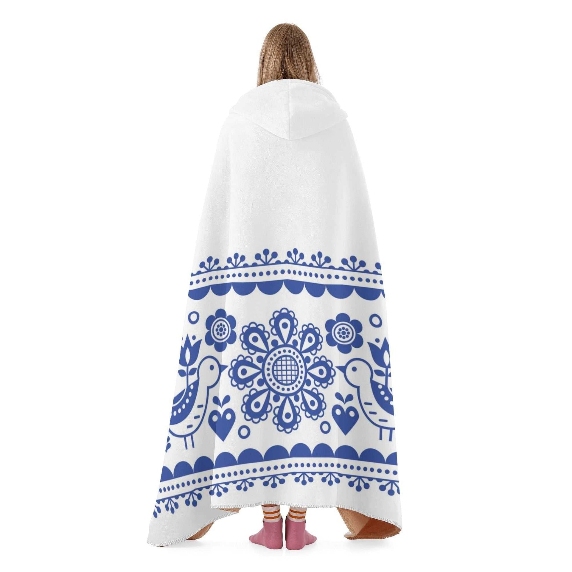 Hooded Blanket - Blue Pattern
