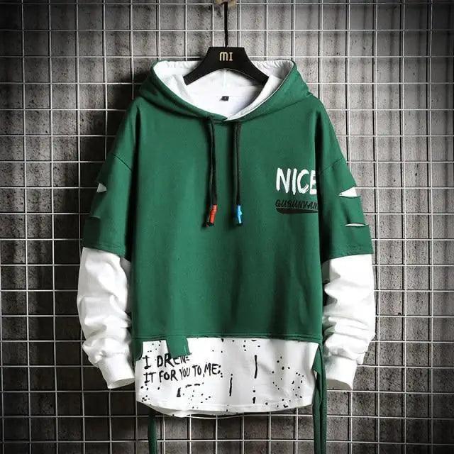 Hooded Sweatshirts Mens Letter Print Hoodies Streetwear Hip Hop Pullover Hoodie Men's Hooded Sweatshirt Men's Contrast Color Patchwork Hooded Sweatshirt Long Sleeve Pocket Jacket