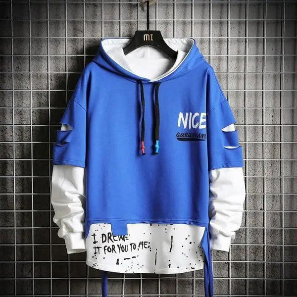 Hooded Sweatshirts Mens Letter Print Hoodies Streetwear Hip Hop Pullover Hoodie Men's Hooded Sweatshirt Men's Contrast Color Patchwork Hooded Sweatshirt Long Sleeve Pocket Jacket