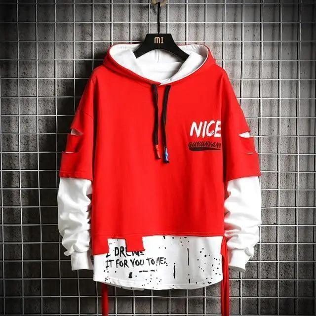 Hooded Sweatshirts Mens Letter Print Hoodies Streetwear Hip Hop Pullover Hoodie Men's Hooded Sweatshirt Men's Contrast Color Patchwork Hooded Sweatshirt Long Sleeve Pocket Jacket