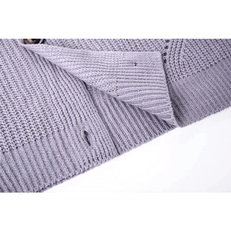 Hot Look Stylish Women's Knitted Cardigans Sweater Fashionable Autumn Long Sleeve Loose Coat Casual Button Thick V Neck Solid Female Tops