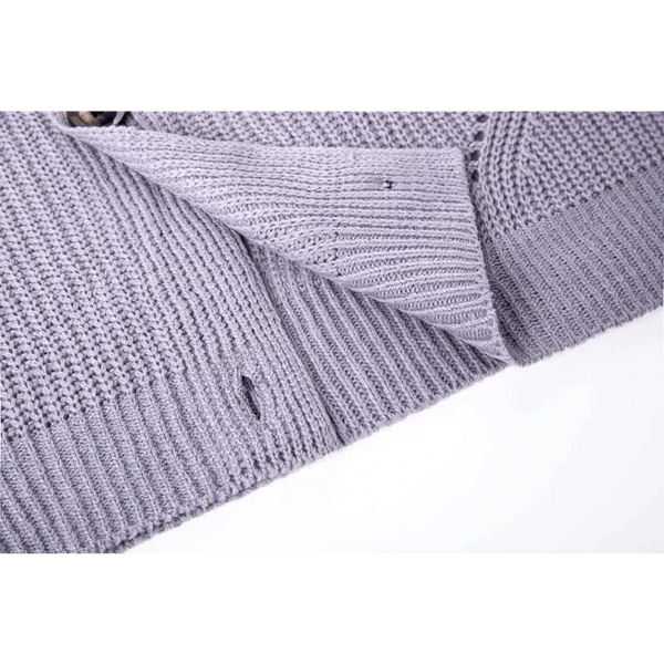 Hot Look Stylish Women's Knitted Cardigans Sweater Fashionable Autumn Long Sleeve Loose Coat Casual Button Thick V Neck Solid Female Tops