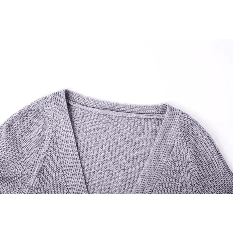 Hot Look Stylish Women's Knitted Cardigans Sweater Fashionable Autumn Long Sleeve Loose Coat Casual Button Thick V Neck Solid Female Tops