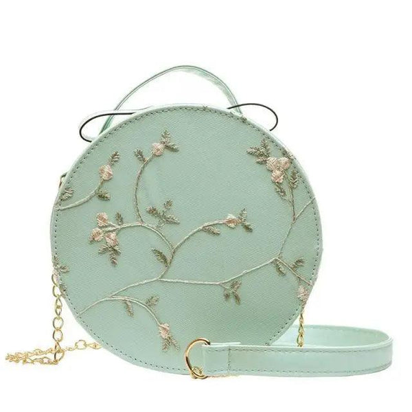 Hot Looking Sweet Lace Round Handbags High Quality PU Leather Small Fresh Flower Chain Shoulder Crossbody Bags For Women