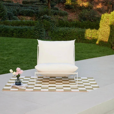 Modern Aluminum Garden Lounge Chair with Plush White Cushions