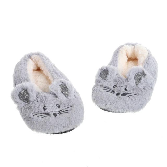 House Slipper Women Winter Non Skid Indoor Fur Cotton Warm Plush Home Fluffy Mouse Ears Memory Foam House Slippers Cozy Cute Animal Home Slipper For Women