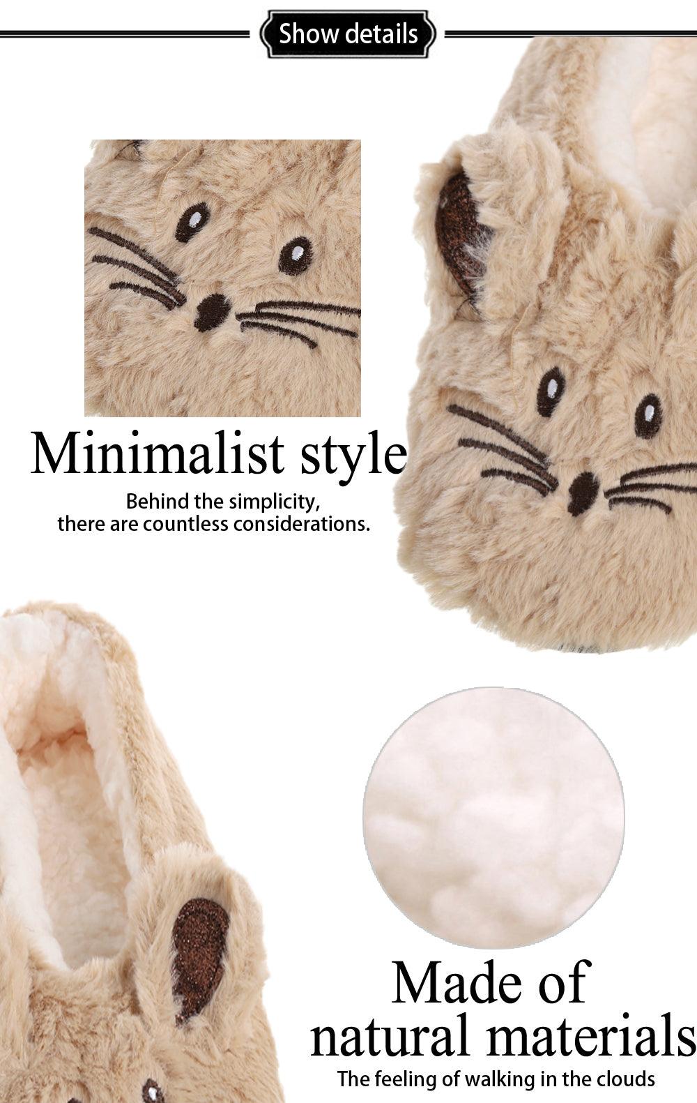 House Slipper Women Winter Non Skid Indoor Fur Cotton Warm Plush Home Fluffy Mouse Ears Memory Foam House Slippers Cozy Cute Animal Home Slipper For Women