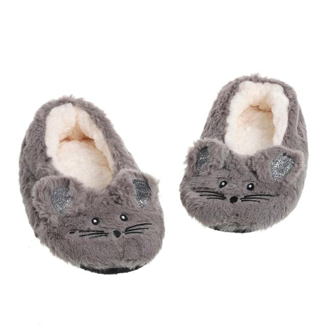 House Slipper Women Winter Non Skid Indoor Fur Cotton Warm Plush Home Fluffy Mouse Ears Memory Foam House Slippers Cozy Cute Animal Home Slipper For Women