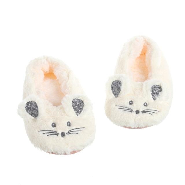 House Slipper Women Winter Non Skid Indoor Fur Cotton Warm Plush Home Fluffy Mouse Ears Memory Foam House Slippers Cozy Cute Animal Home Slipper For Women