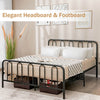 Full/Queen Size Metal Bed Frame with Headboard and Footboard-Queen Size - Black