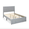 Full/Queen Size Upholstered Bed Frame with Drawer and Adjustable Headboard-Full Size - Gray