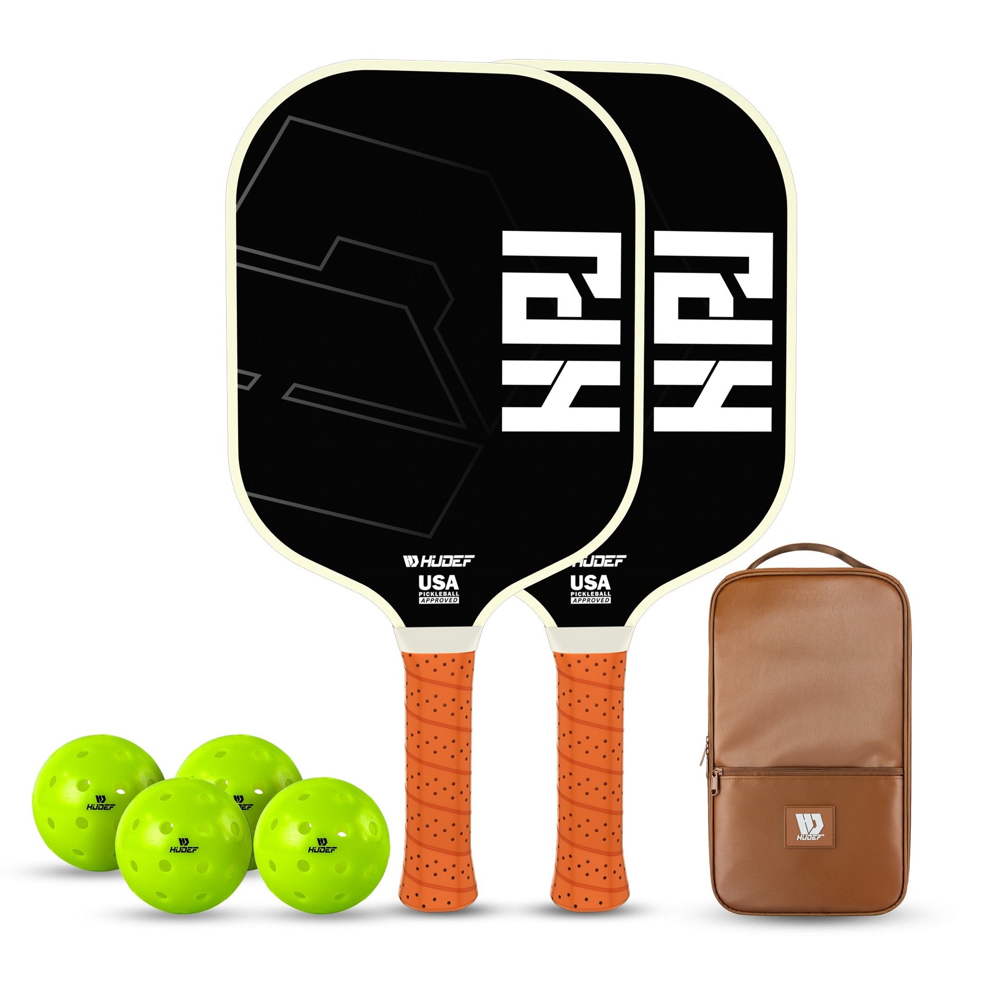 HUDEF HPJ Pickleball Paddles & USA Pickleball (USAPA) Approved Outdoor Balls Set