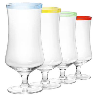 Hurricane Glasses, Large 17oz Pina Colada, Set of 4 Tropical Cocktail Tall Stemmed Crystal Glassware, Poco Grande Cups, Tulip Shaped for Bar Drinks, Daiquiri, Juice, Bloody Mary, Mai Tai, Cocktails