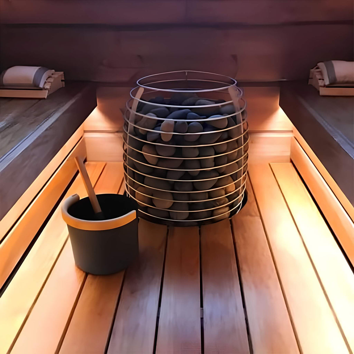 Huum Hive Premium Floor-Mounted Sauna Heater With UKU Local Digital Controller, Extension Box & Sauna Stones (SAK61250)