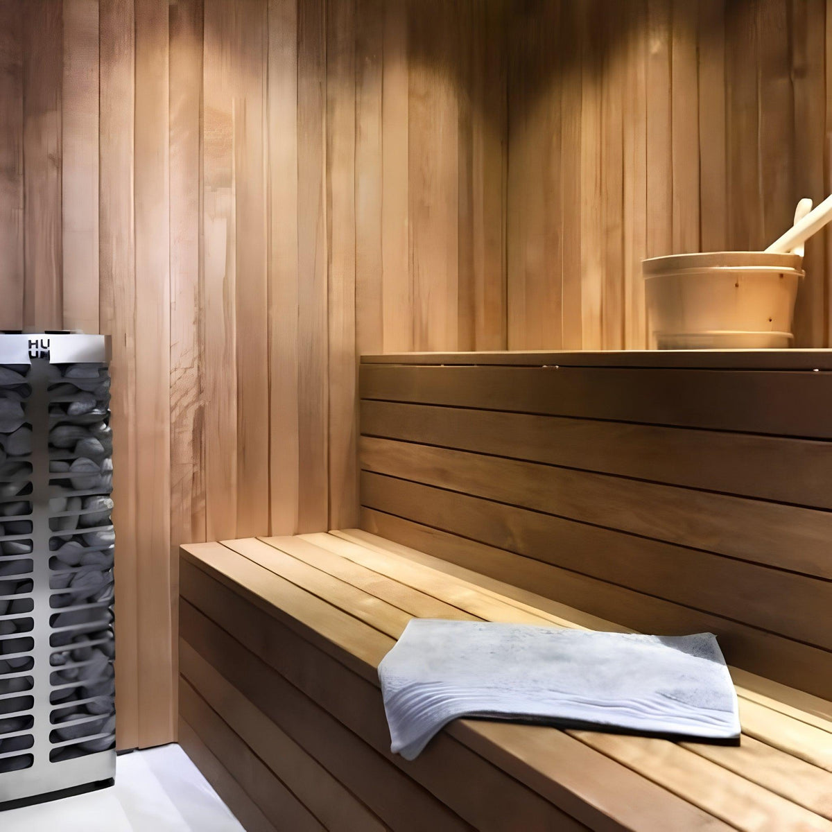 Huum Steel Mini Series 4 Stainless Steel Wall Mount 3.5KW Sauna Heater With Digital Controller & Sauna Stones (SAK91573)