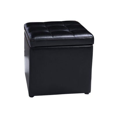 Foldable Cube Ottoman Pouffe Storage Seat-Black