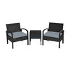 3 Pieces Outdoor Rattan Patio Conversation Set with Seat Cushions-Gray