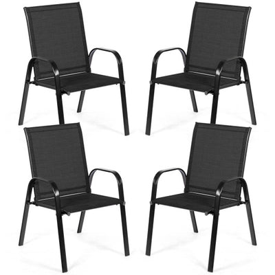 2 Pcs Patio Outdoor Dining Chair with Armrest-Black