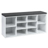 10-Cube Organizer Shoe Storage Bench with Cushion for Entryway-White - White