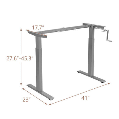 Hand Crank Sit to Stand Desk Frame Height Adjustable Standing Base-Gray