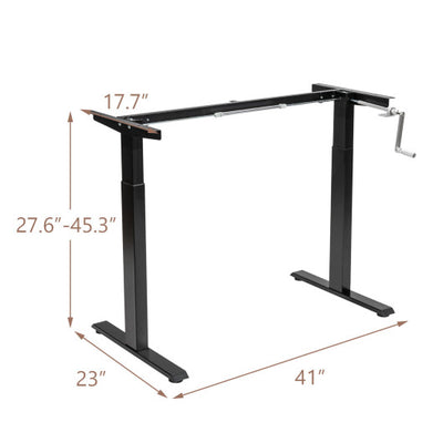 Hand Crank Sit to Stand Desk Frame Height Adjustable Standing Base-Black