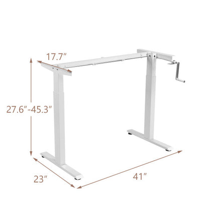 Hand Crank Sit to Stand Desk Frame Height Adjustable Standing Base-White