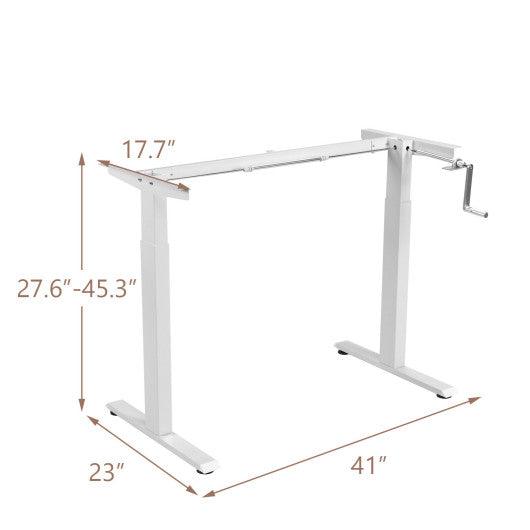 Hand Crank Sit to Stand Desk Frame Height Adjustable Standing Base-White