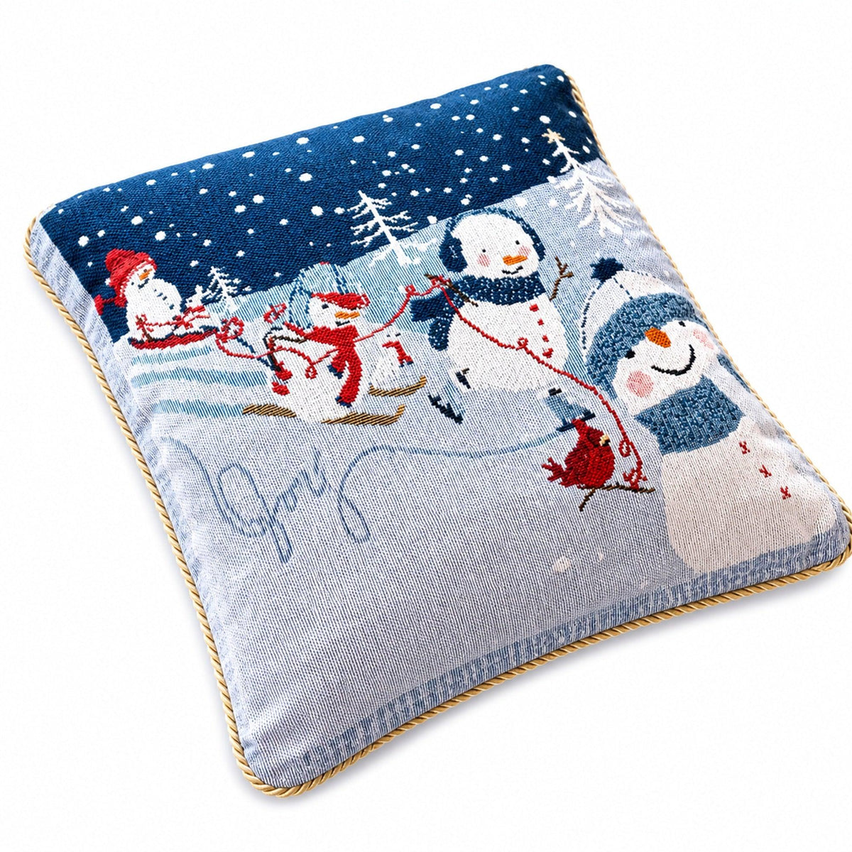 Set of 2 Snowmen Enjoying Winter Sport Parade Christmas Throw Cushion Pillow Covers
