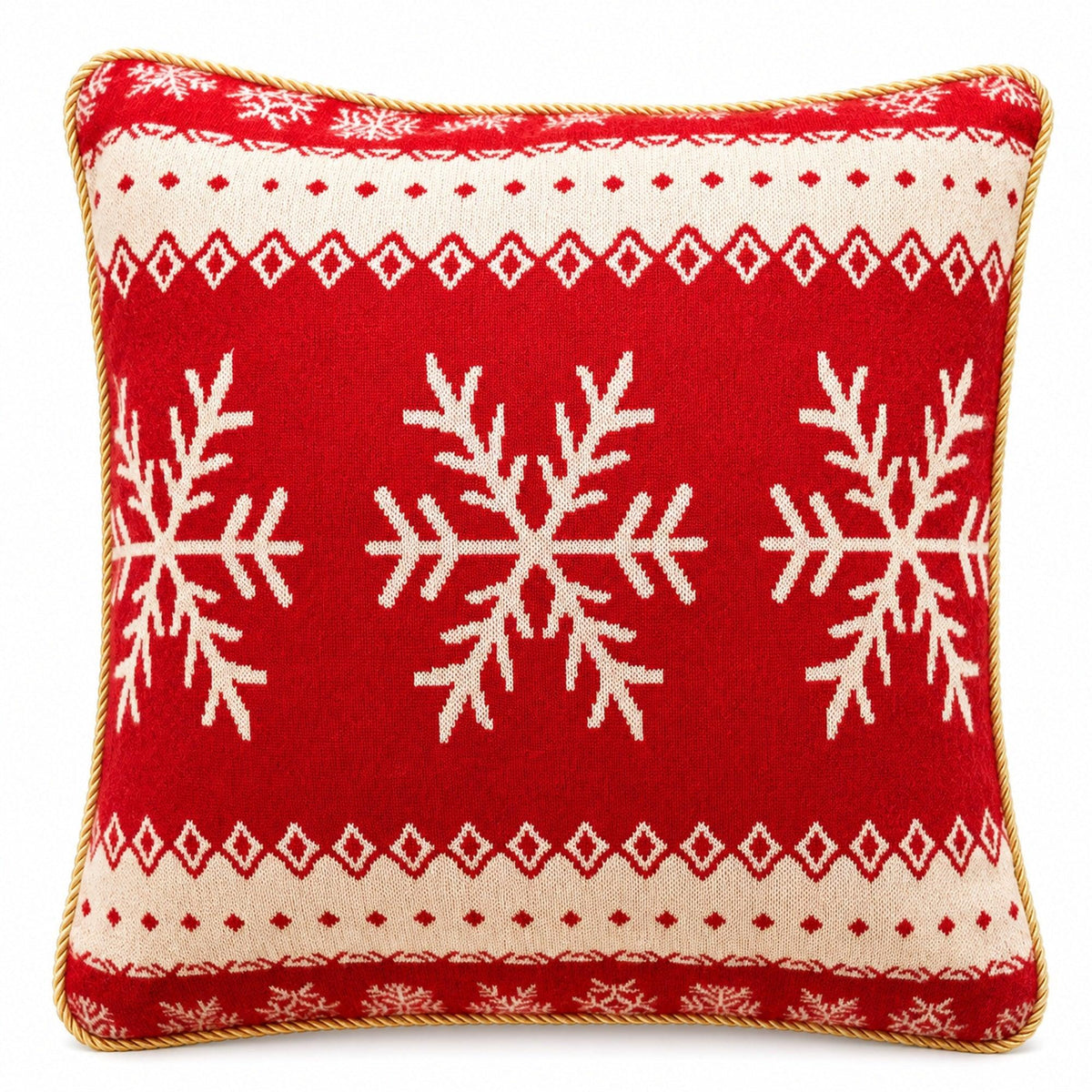 Set of 2 White Snowflakes on Red Christmas Throw Cushion Pillow Covers
