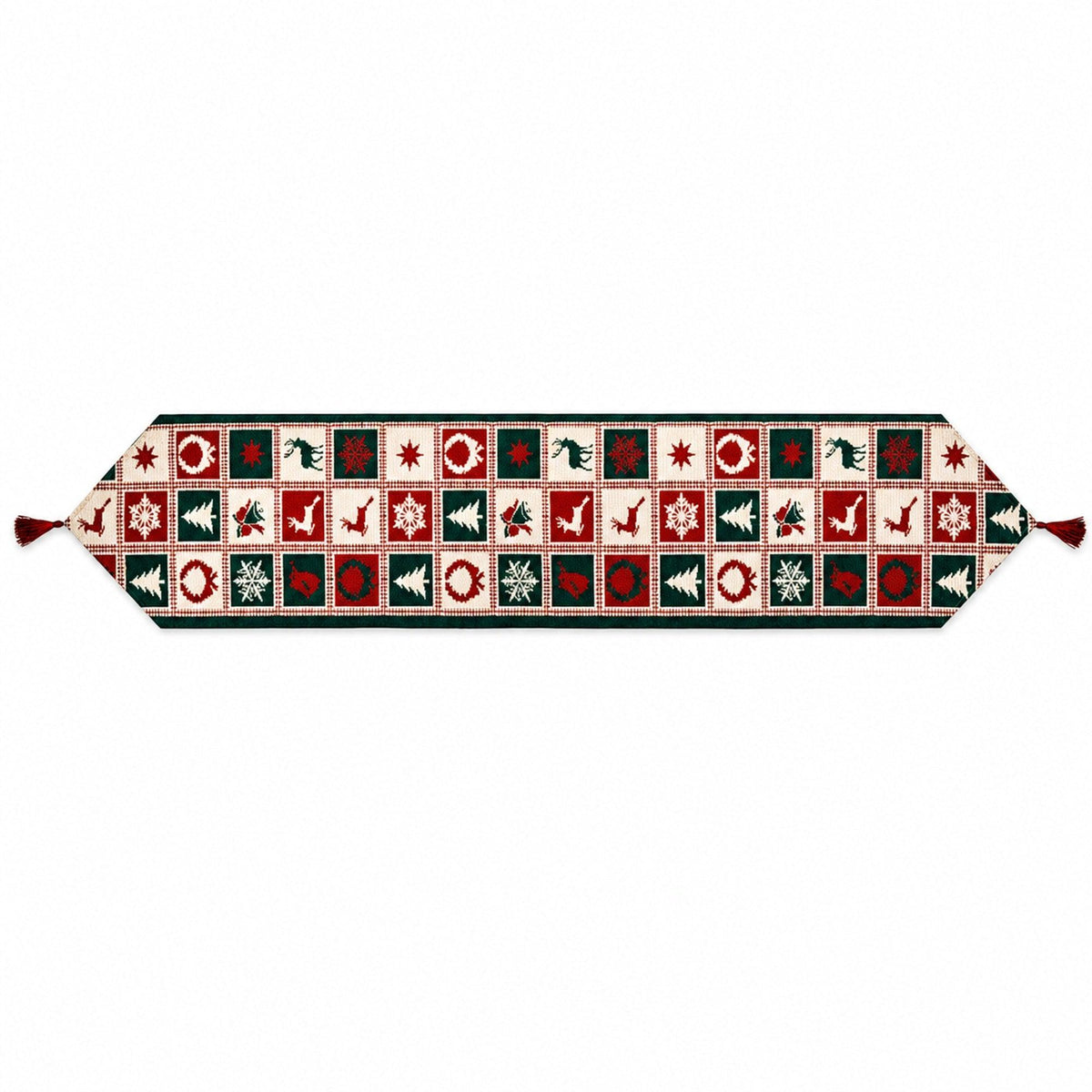 Reindeer Square Patterns Christmas Tablecloth Holiday Runner 75 Inches
