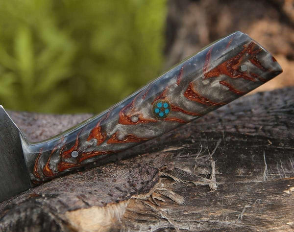 HyperEdge Damascus Chef Knife with Pine Cone Handle & Sheath - Gifts for You 'n Me