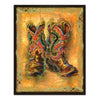 Cowboy Boots Wall Art - Framed Western Rodeo Print 16x20 with Poplar Wood Frame