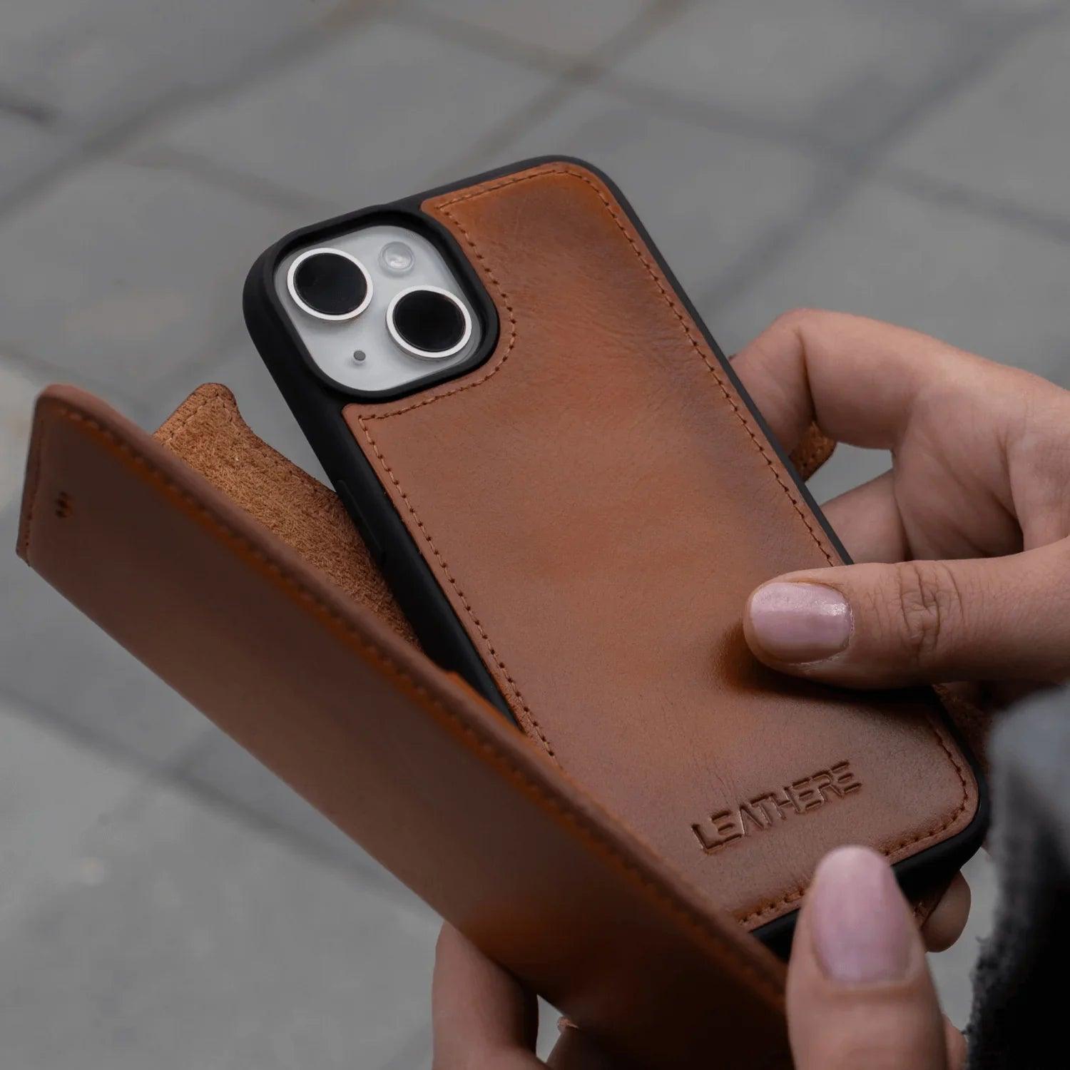 iPhone 16 Series Black Leather Wallet Case - New York