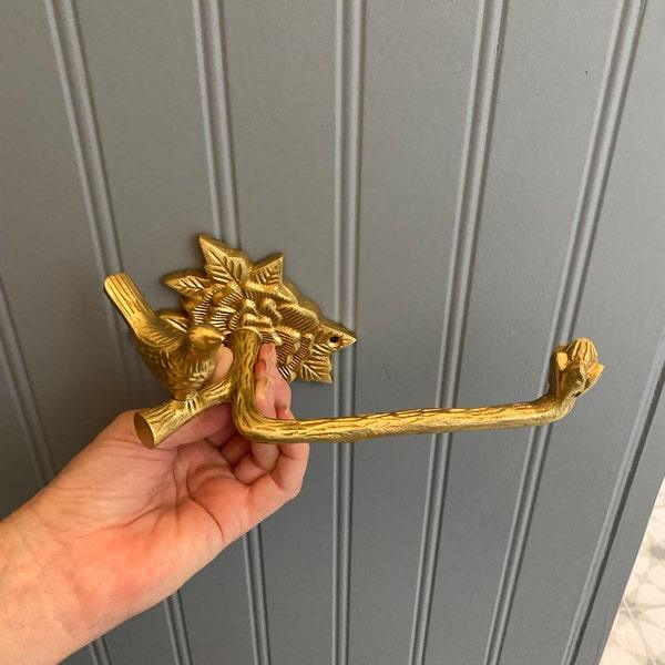 Brass Bird Roll Holder - Brushed/Satin Finish