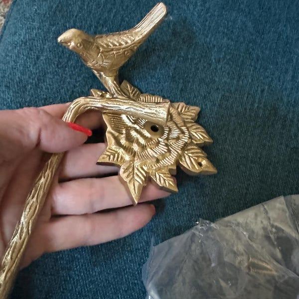 Brass Bird Roll Holder - Brushed/Satin Finish