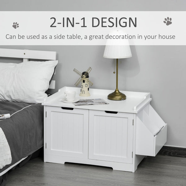 Cat Litter Box Nightstand End Table Enclosure