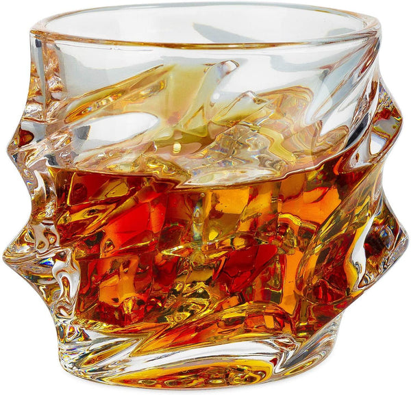 The Wine Savant Wine and Whiskey Mountain Decanter with 4 Glasses and Wood Tray 750 ML