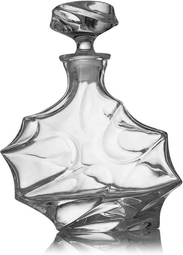The Wine Savant Wine and Whiskey Mountain Decanter with 4 Glasses and Wood Tray 750 ML