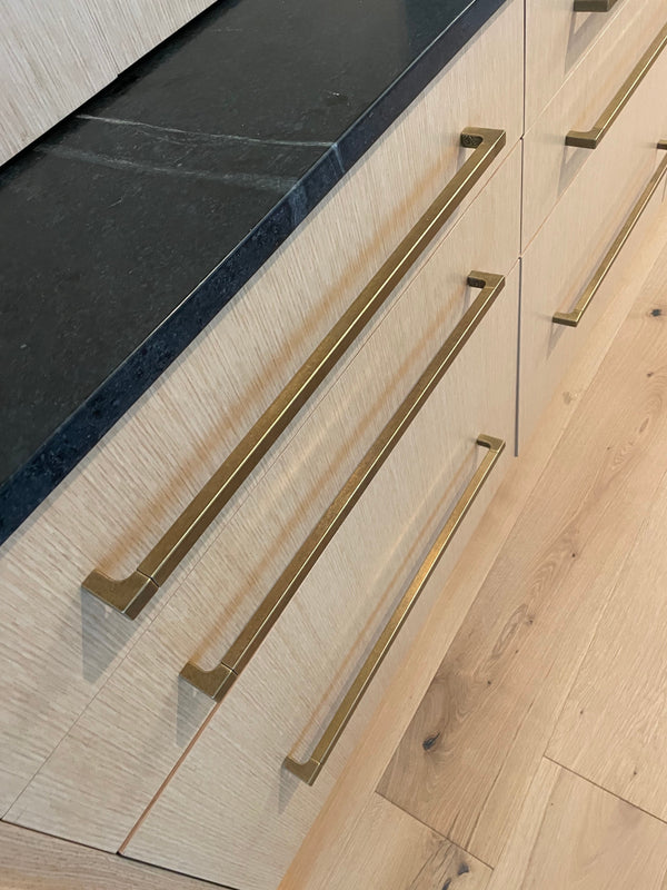 Lora Aged Brass Drawer and Appliance Pulls