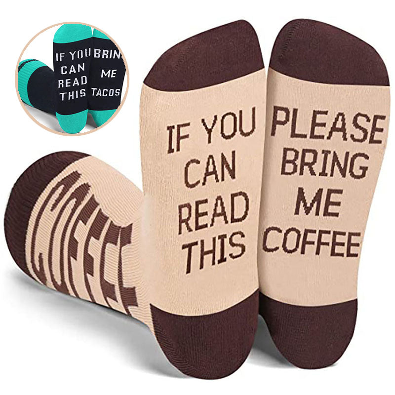 IF YOU CAN READ THIS Socks European And American Mid Tube Socks Letter Casual Winter Socks